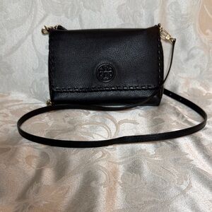 Tory Burch Black Pebbled Leather Crossbody Bag